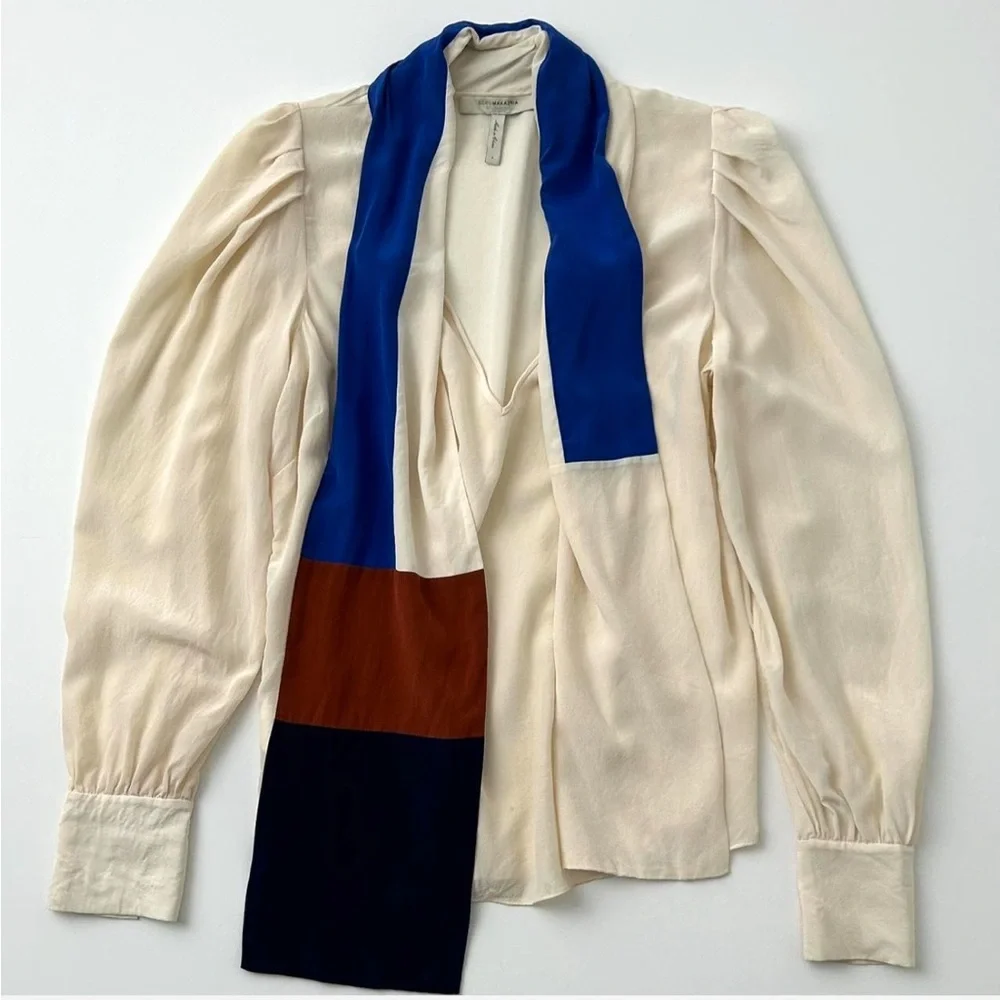 BCBG MAXAZRIA 100% silk blouse with pussycat bow - Picture 2 of 5